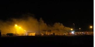 Pożar hali giełdy owocowo-warzywnej w Broniszach